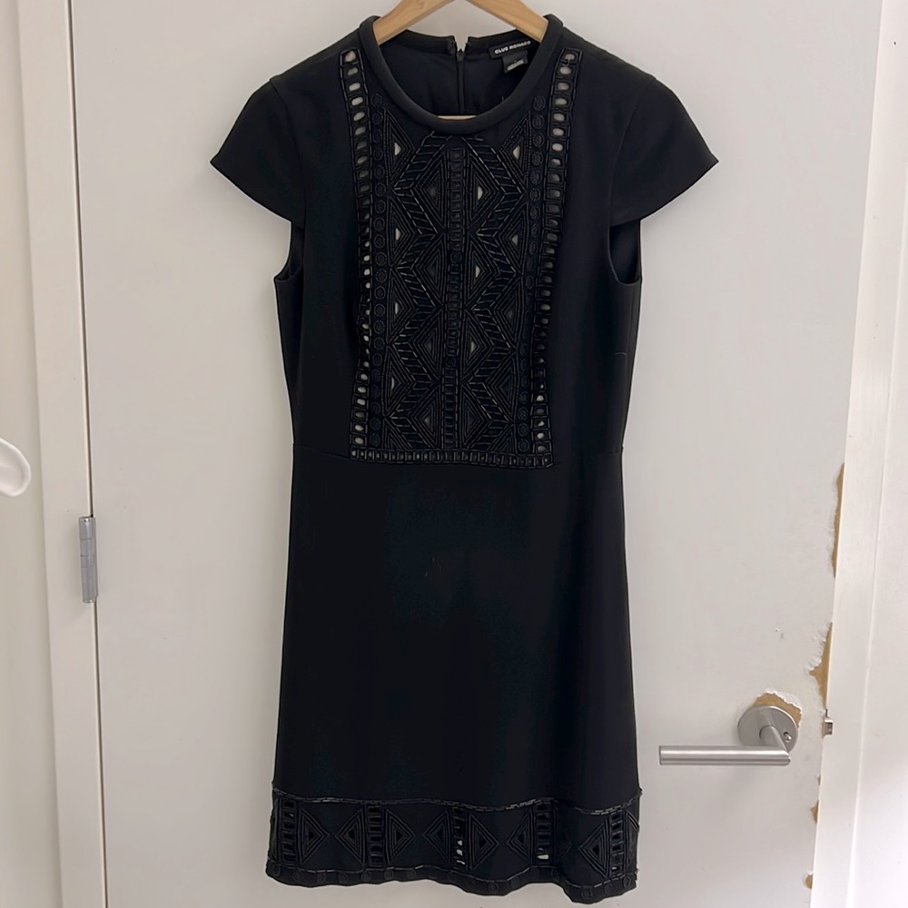 Club Monaco beaded black dress